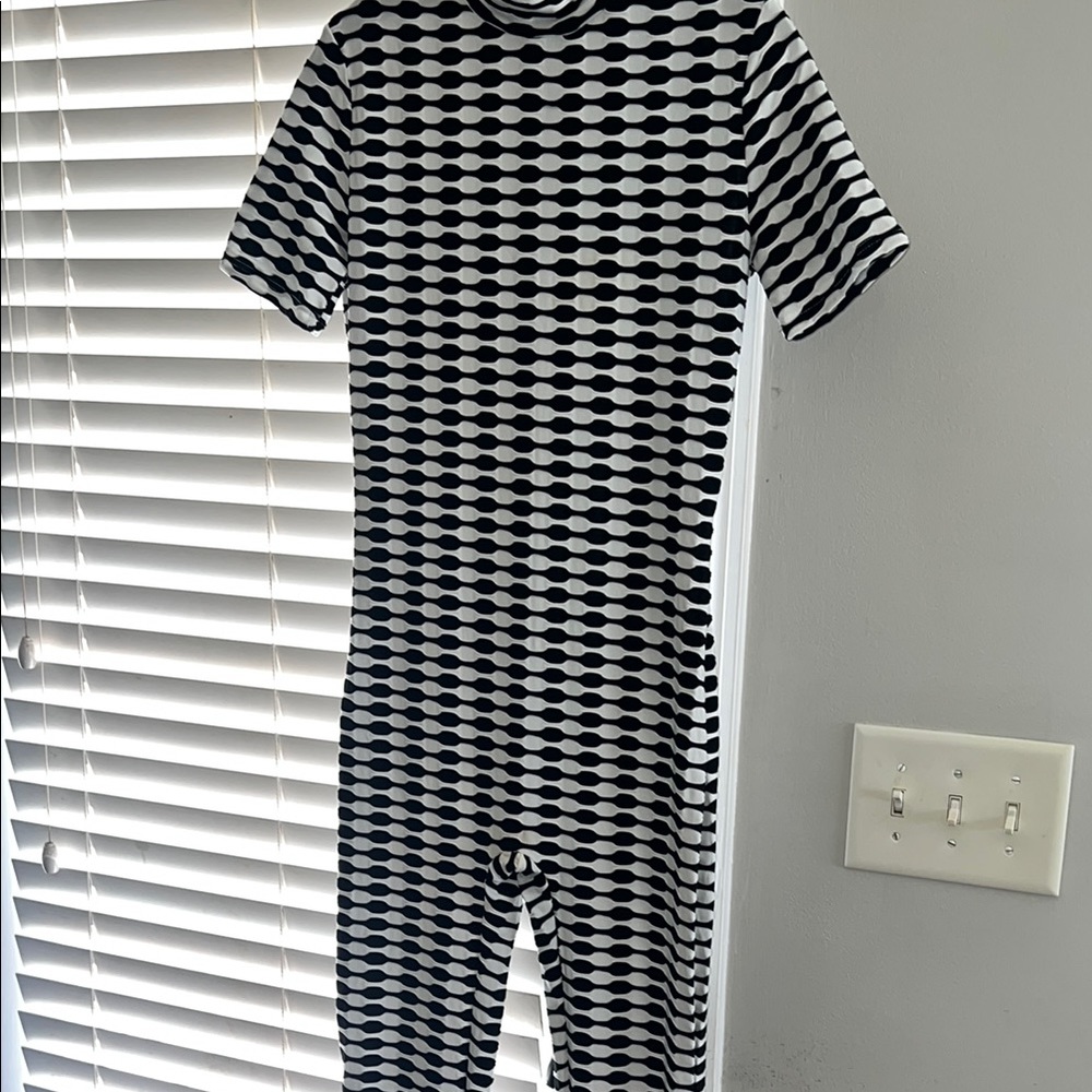Fashion Nova Black and White Geometric Jumpsuit
